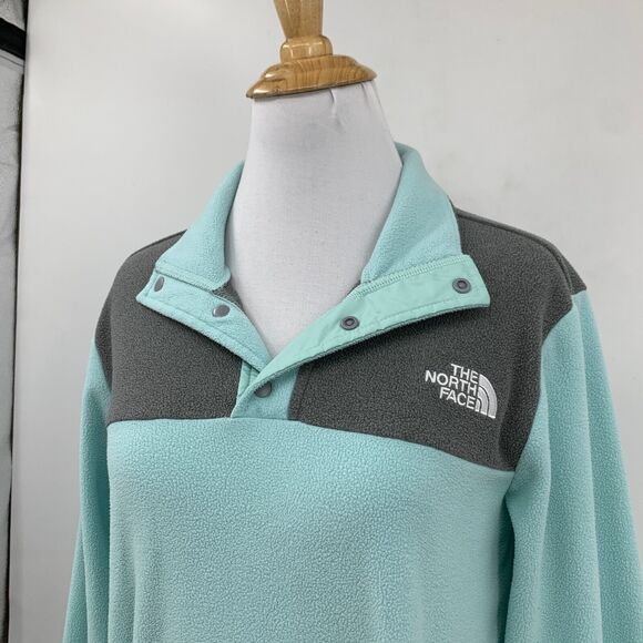 The North Face Jacket Girls XL Extra Large Seafoam Fleece Snap Button Pullover - Picture 3 of 12